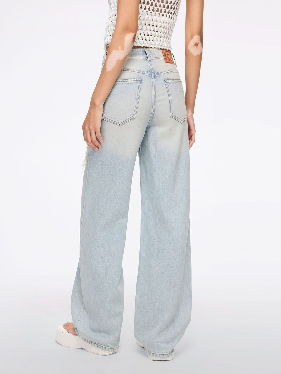 patchwork straight-leg jeans