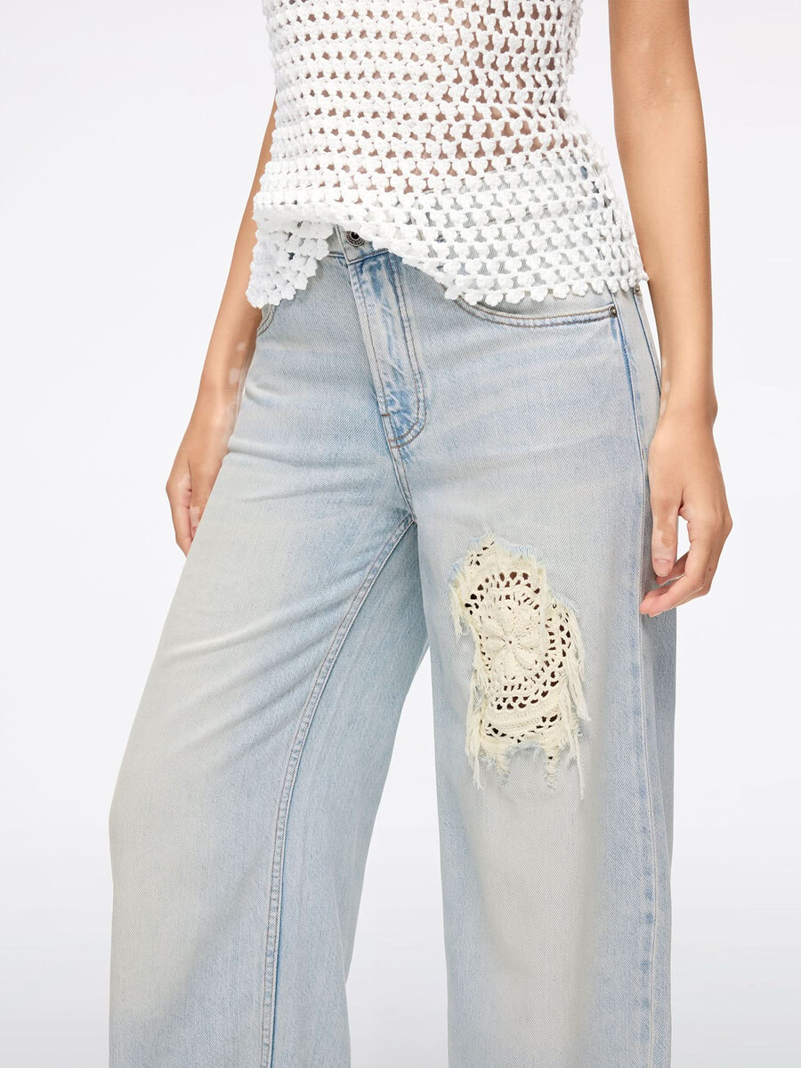 patchwork straight-leg jeans