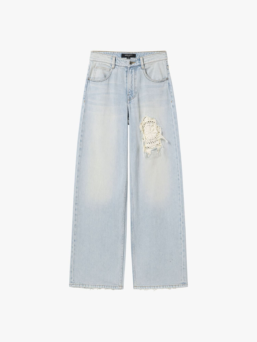 patchwork straight-leg jeans