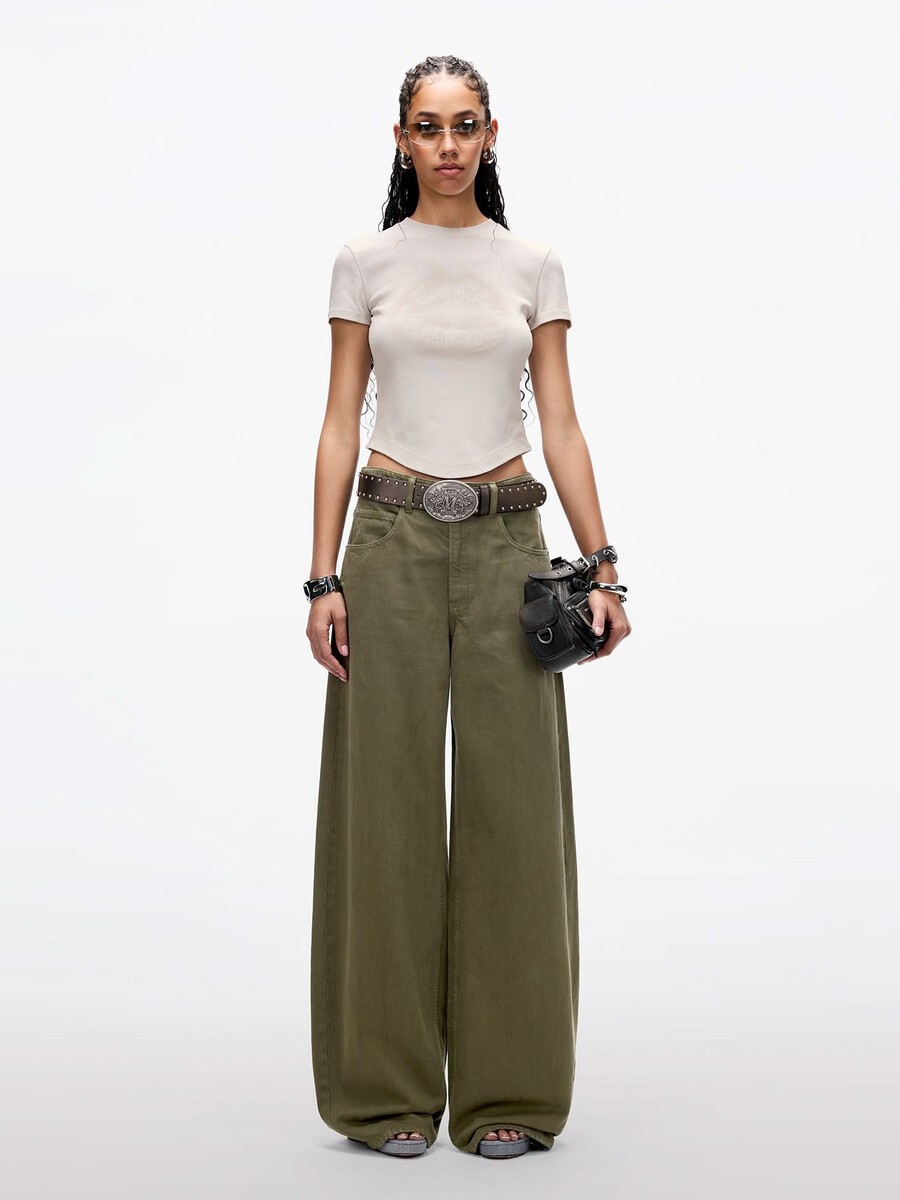 kastenförmige jeans mit mittelhohem bund