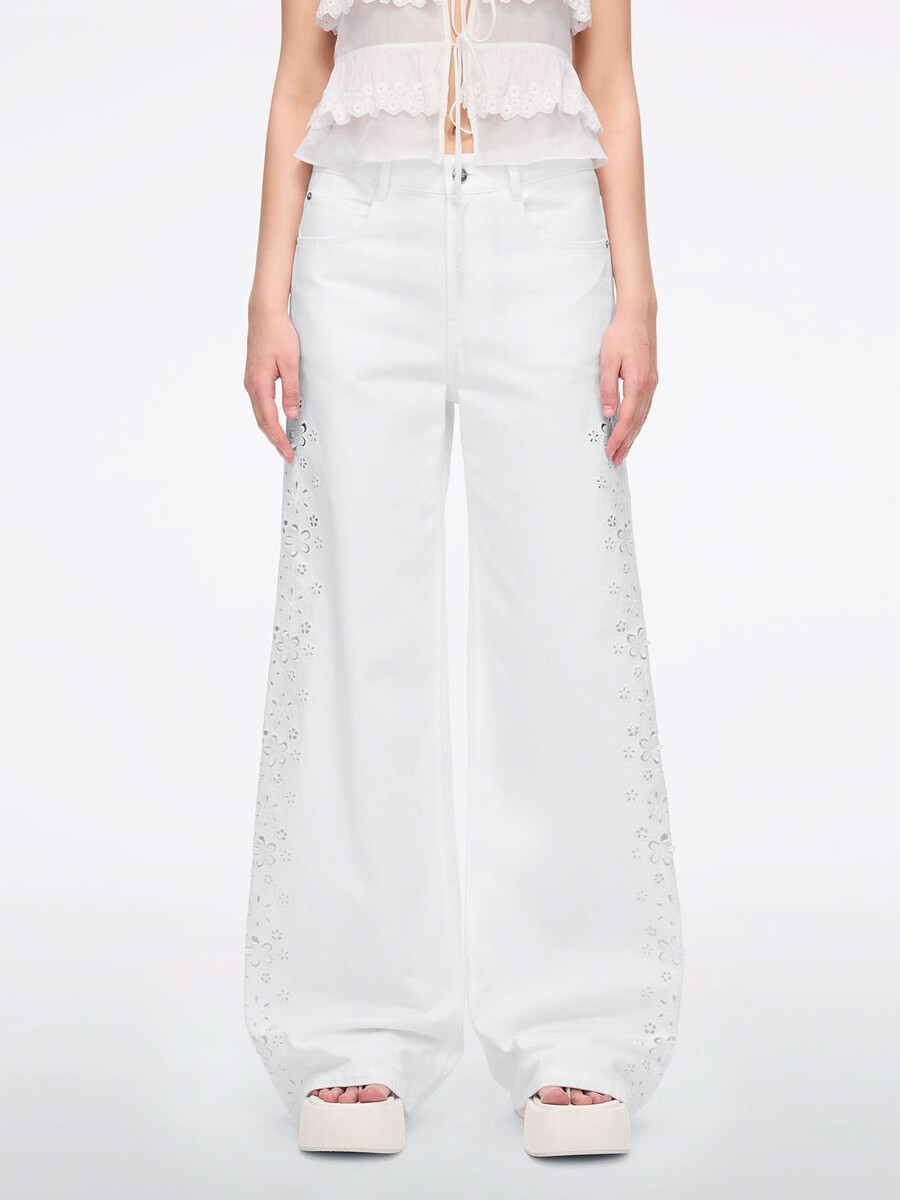 jeans mit cut-outs und weitem bein