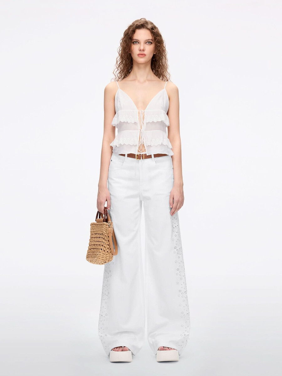 jeans mit cut-outs und weitem bein