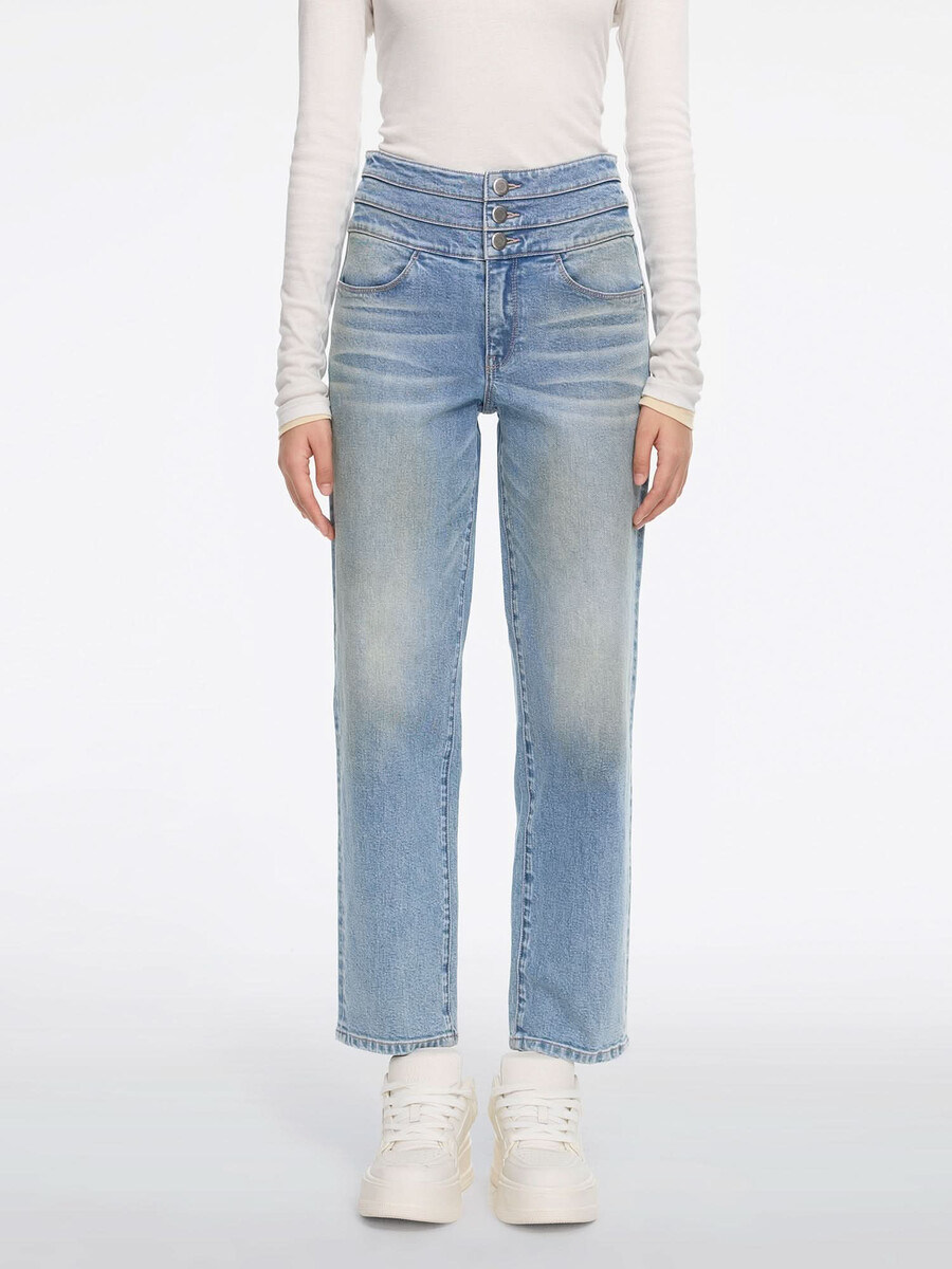 high waisted straight-leg jeans - blue attack