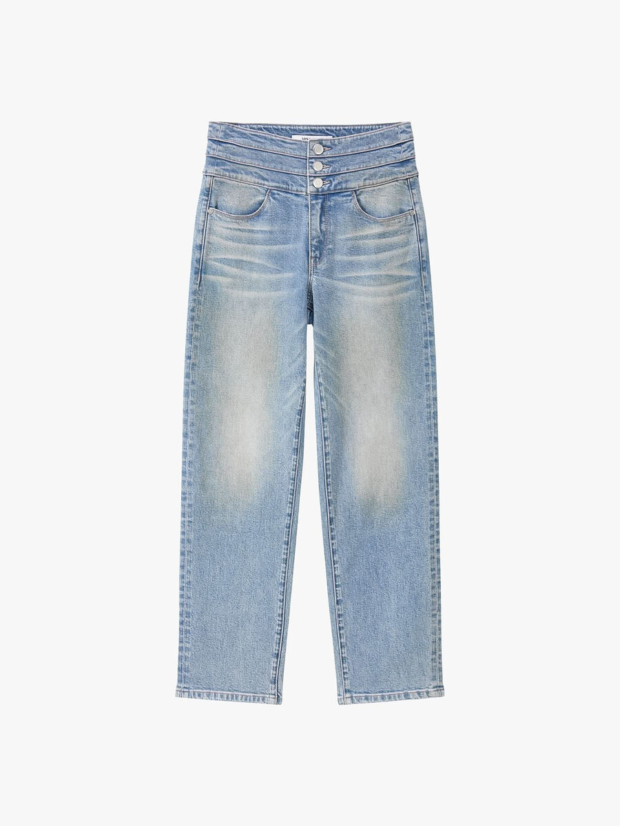 high waisted straight-leg jeans - blue attack