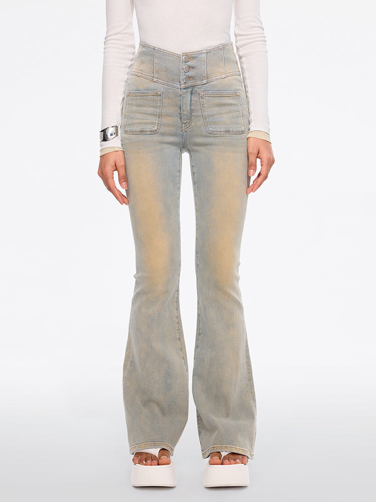 hochtaillierte schlagjeans – glenda plus 5