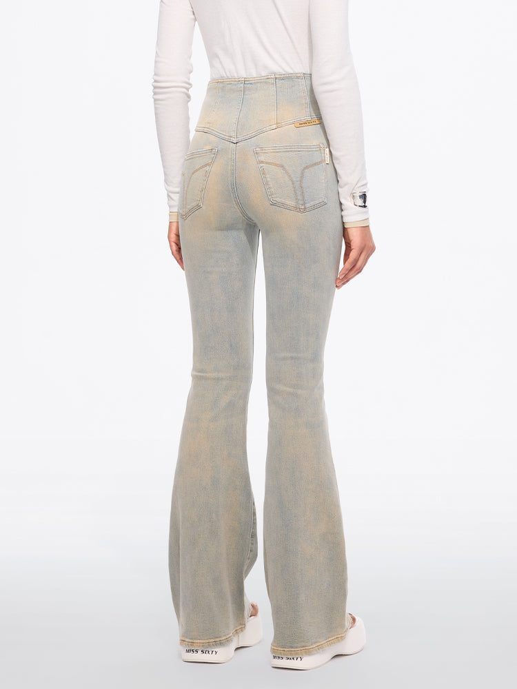 hochtaillierte schlagjeans – glenda plus 5