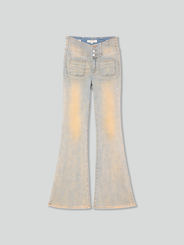 hochtaillierte schlagjeans – glenda plus 5