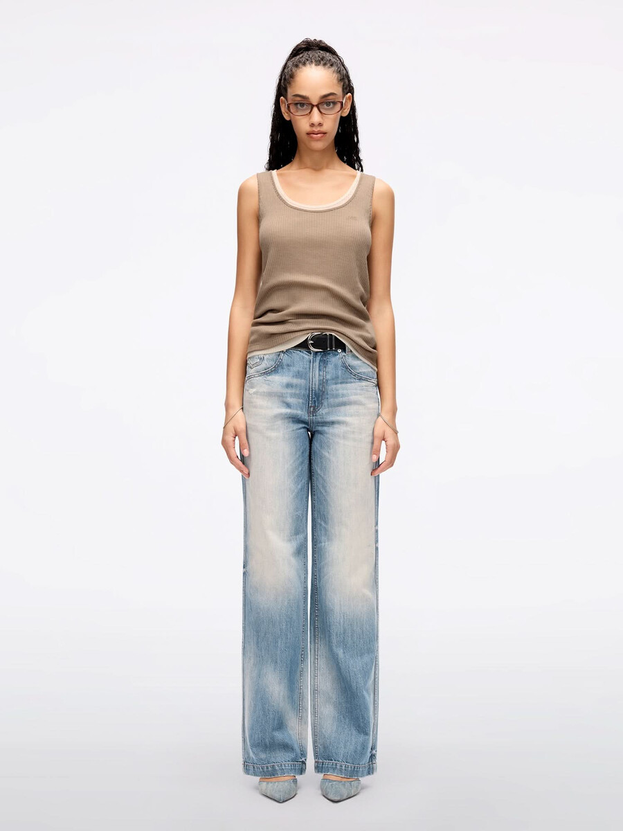 jeans mit used-look und gerader passform
