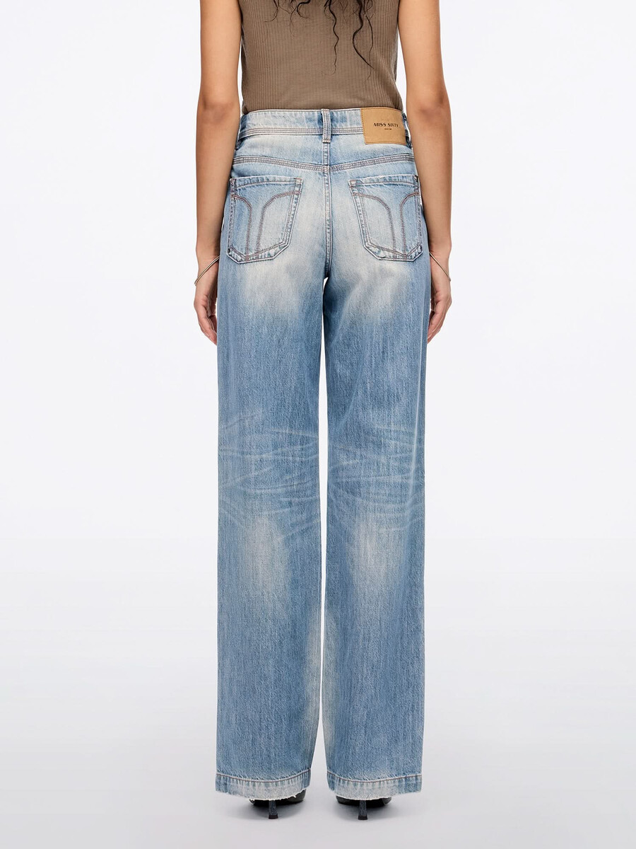 jeans mit used-look und gerader passform