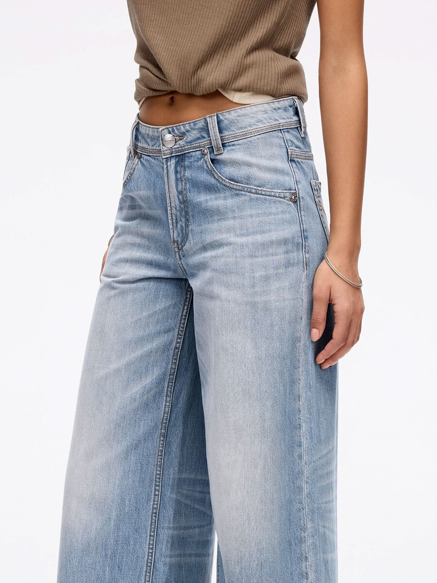 jeans mit used-look und weitem bein