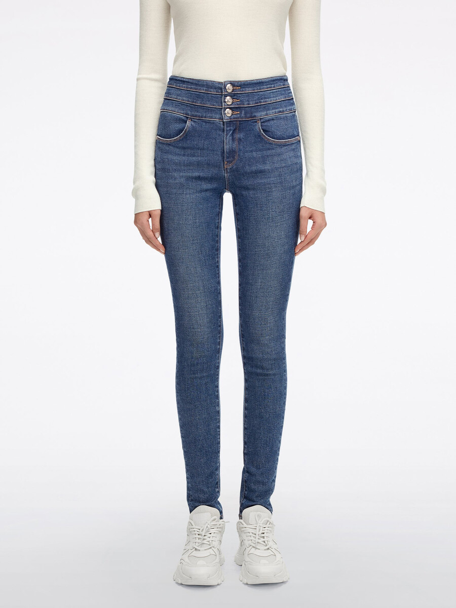 high waisted skinny jeans - blue attack