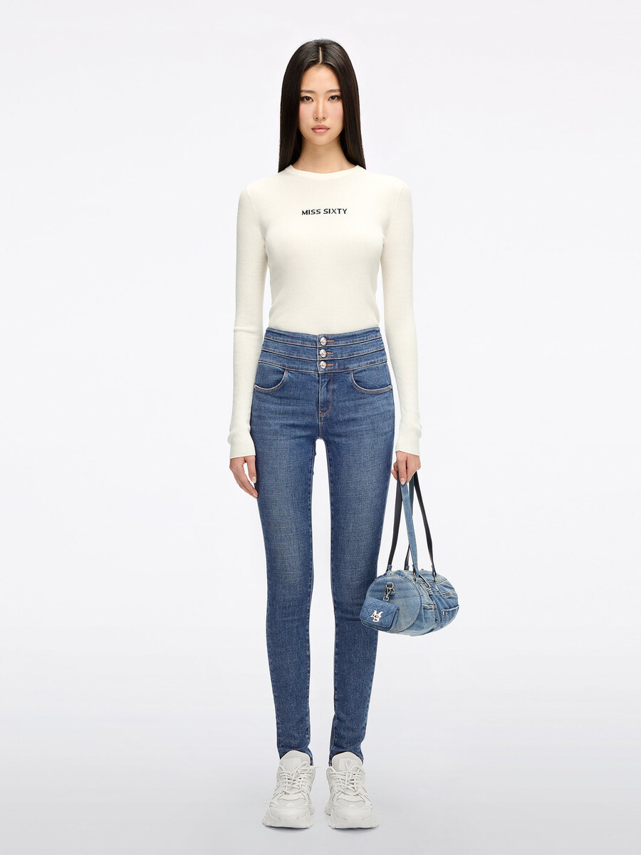 high waisted skinny jeans - blue attack
