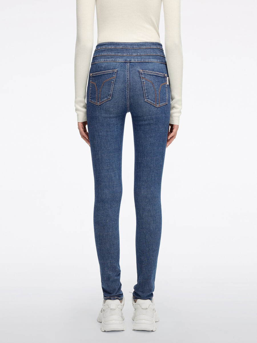 high waisted skinny jeans - blue attack
