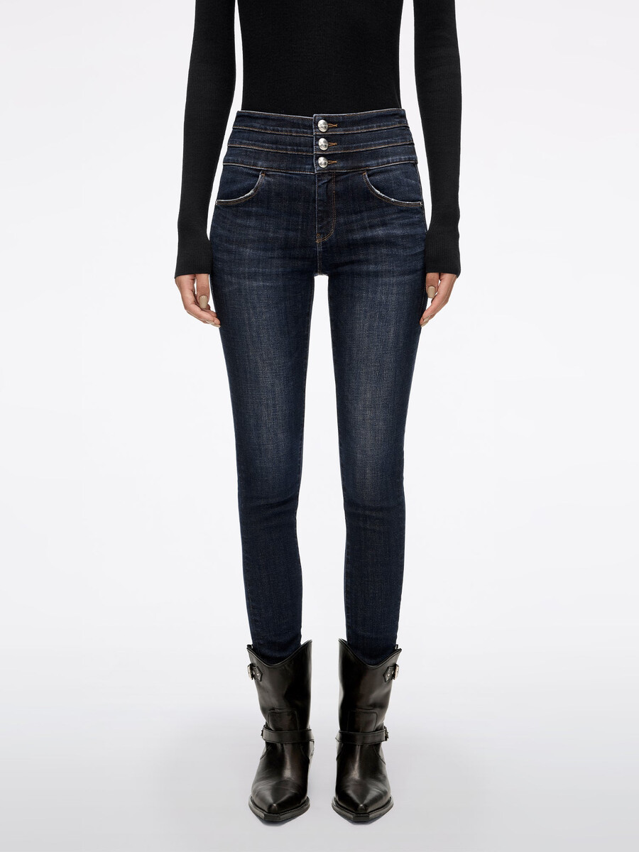 high waisted skinny jeans - blue attack