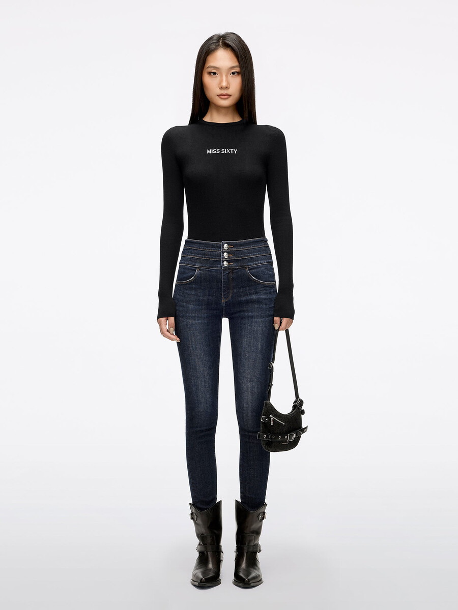 high waisted skinny jeans - blue attack