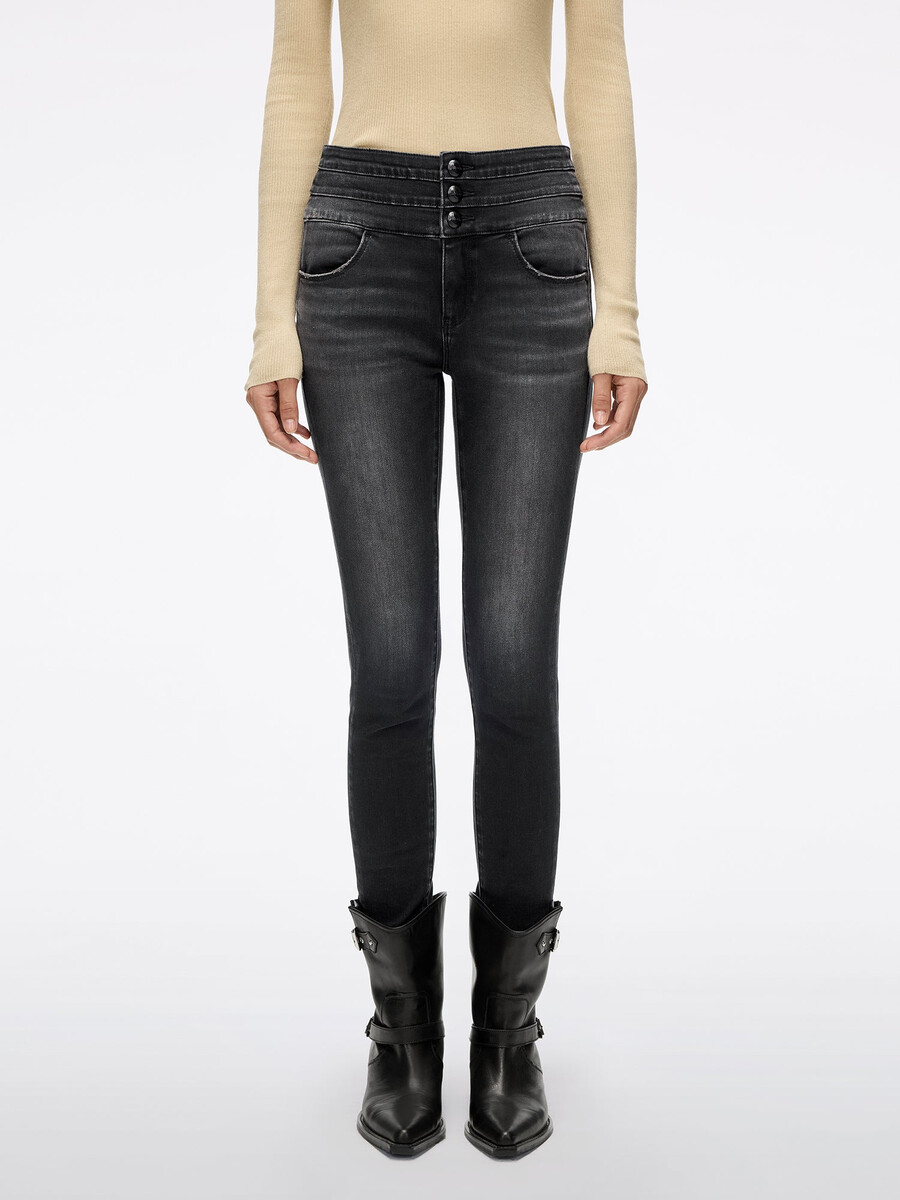 high waisted skinny jeans - blue attack