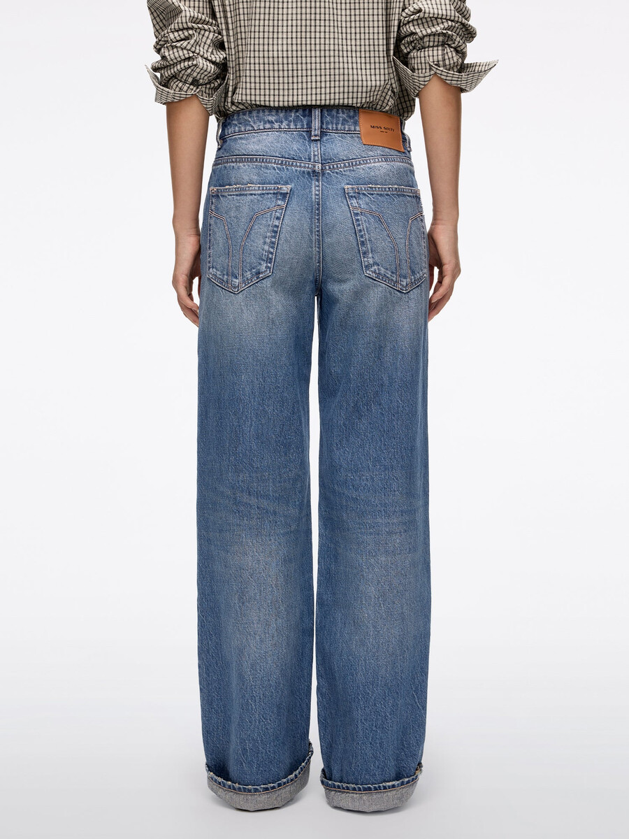 jeans mit used-look und gerader passform