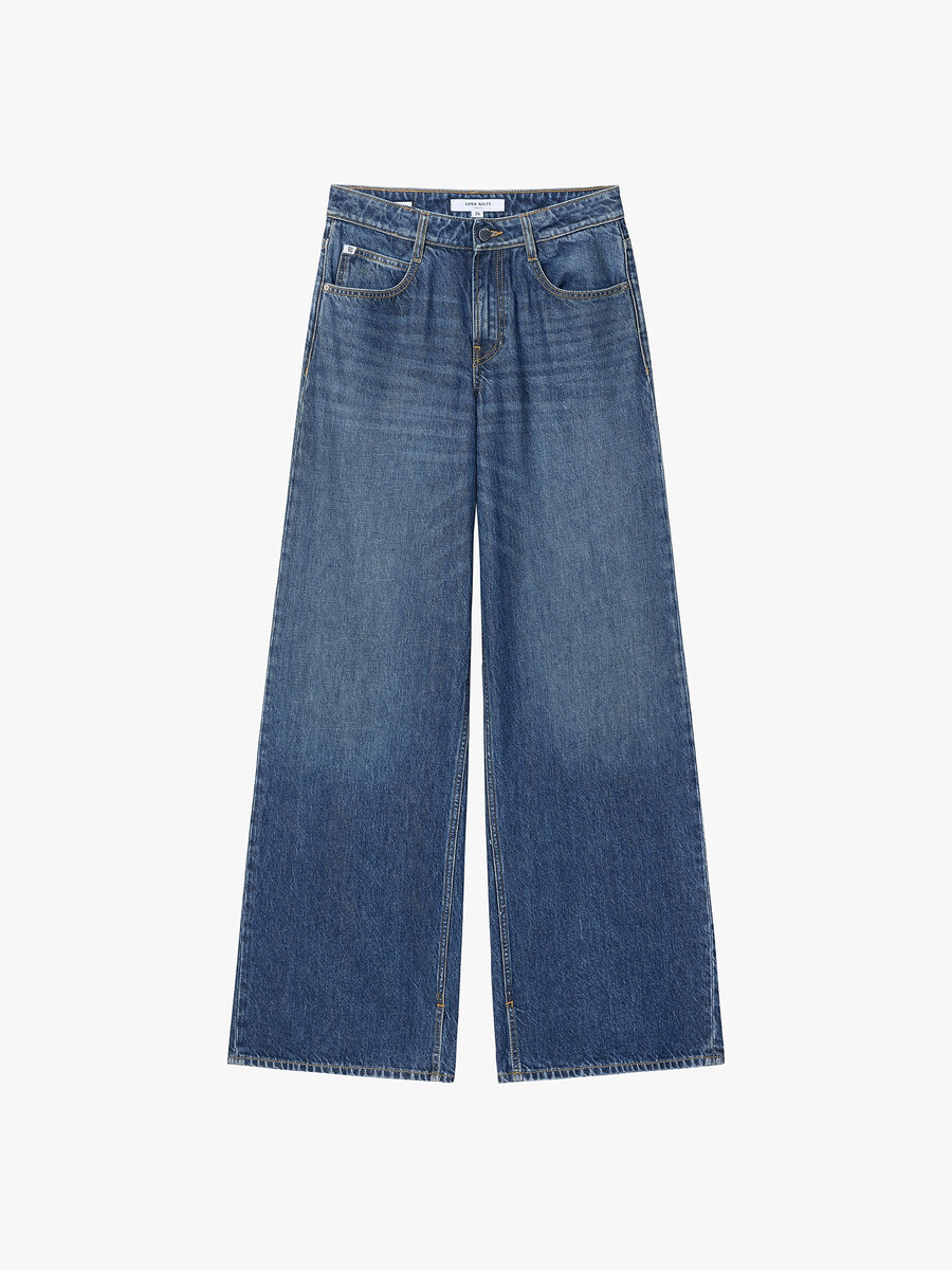jeans mit schlitz und weitem bein