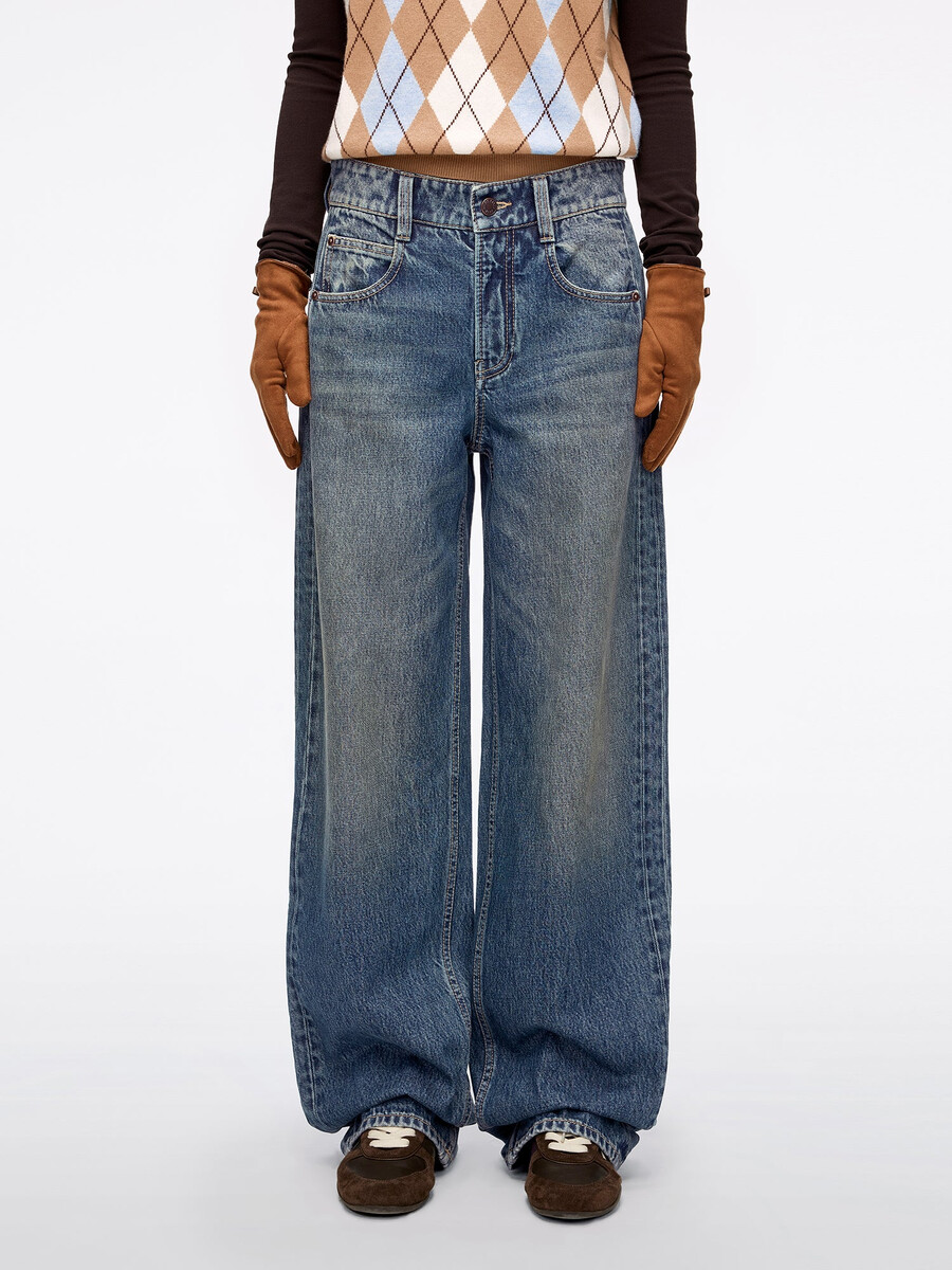 patchwork loose-fit denim jeans