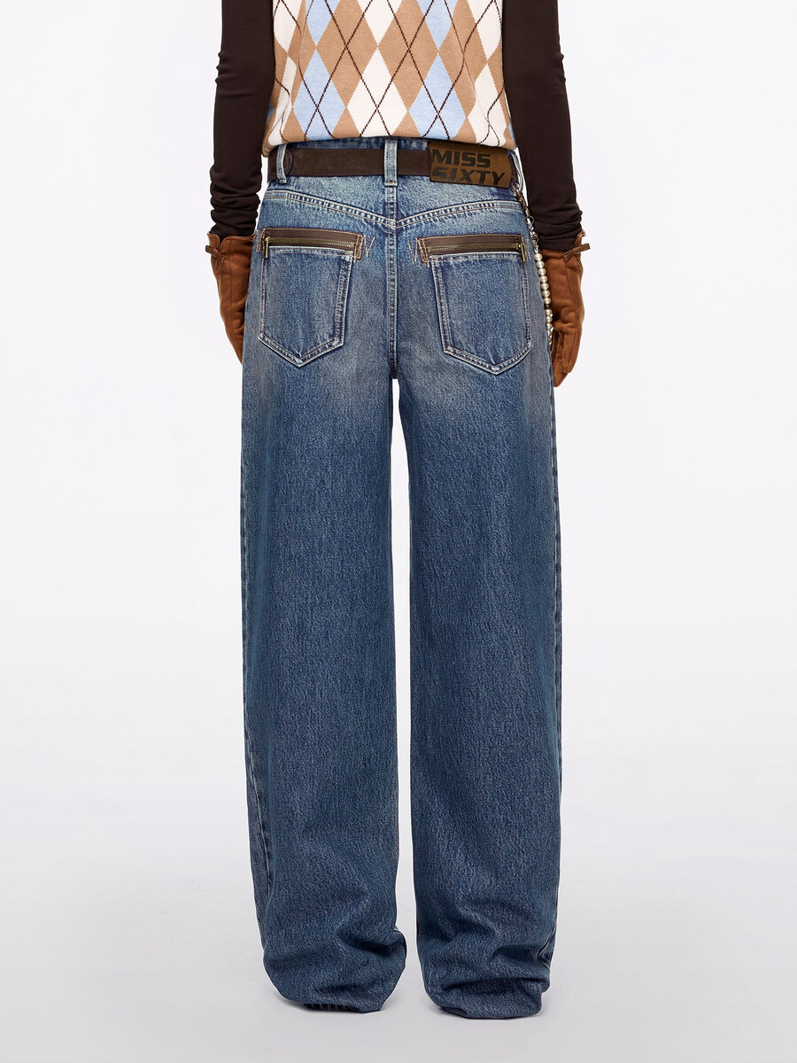 patchwork loose-fit denim jeans