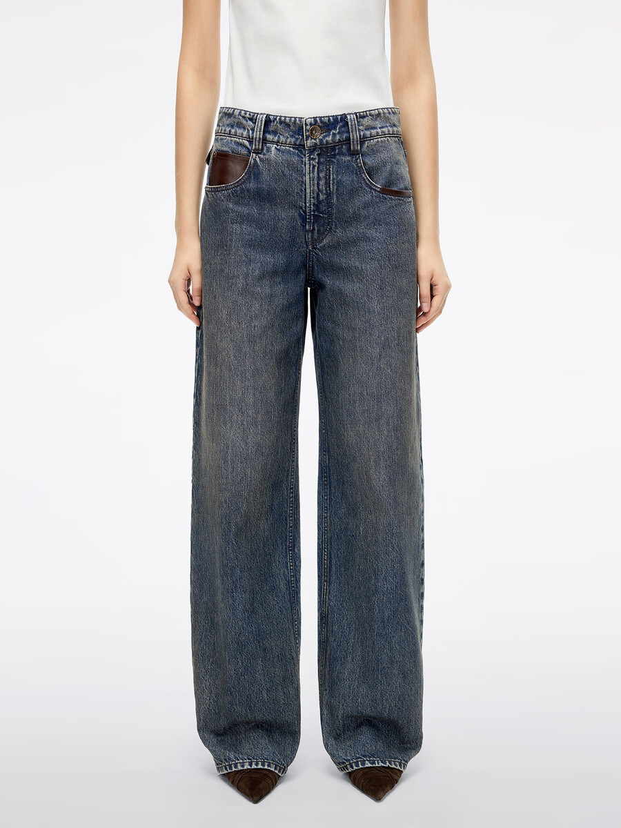 patchwork loose-fit denim jeans