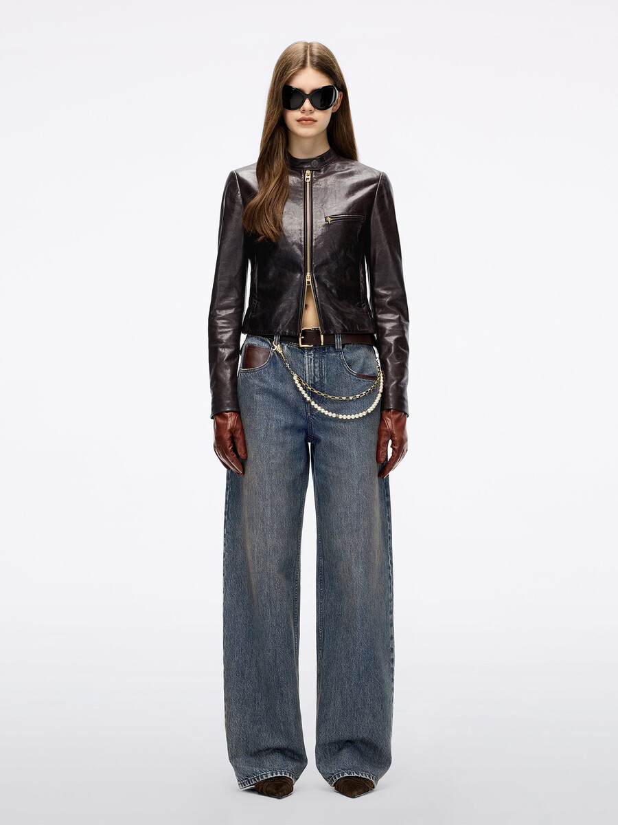 patchwork loose-fit denim jeans