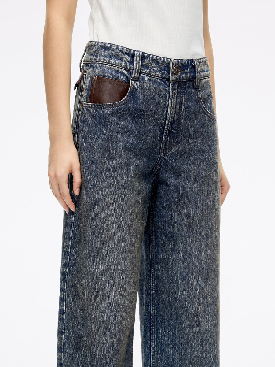 patchwork loose-fit denim jeans