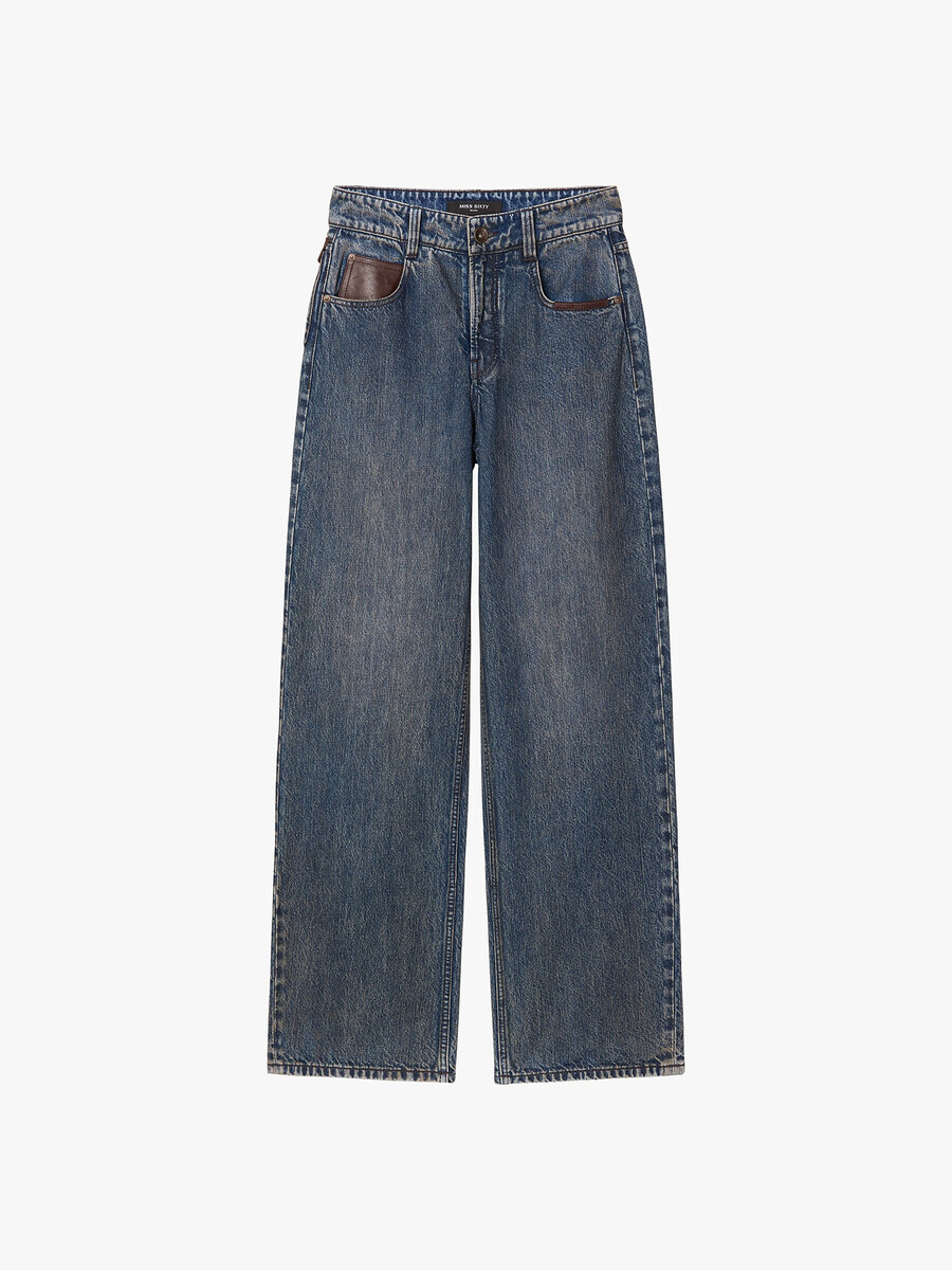 patchwork loose-fit denim jeans