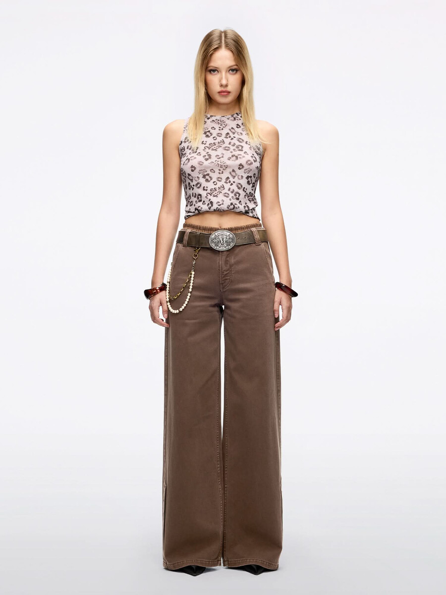 jeans mit geradem bein und doppeltem bund