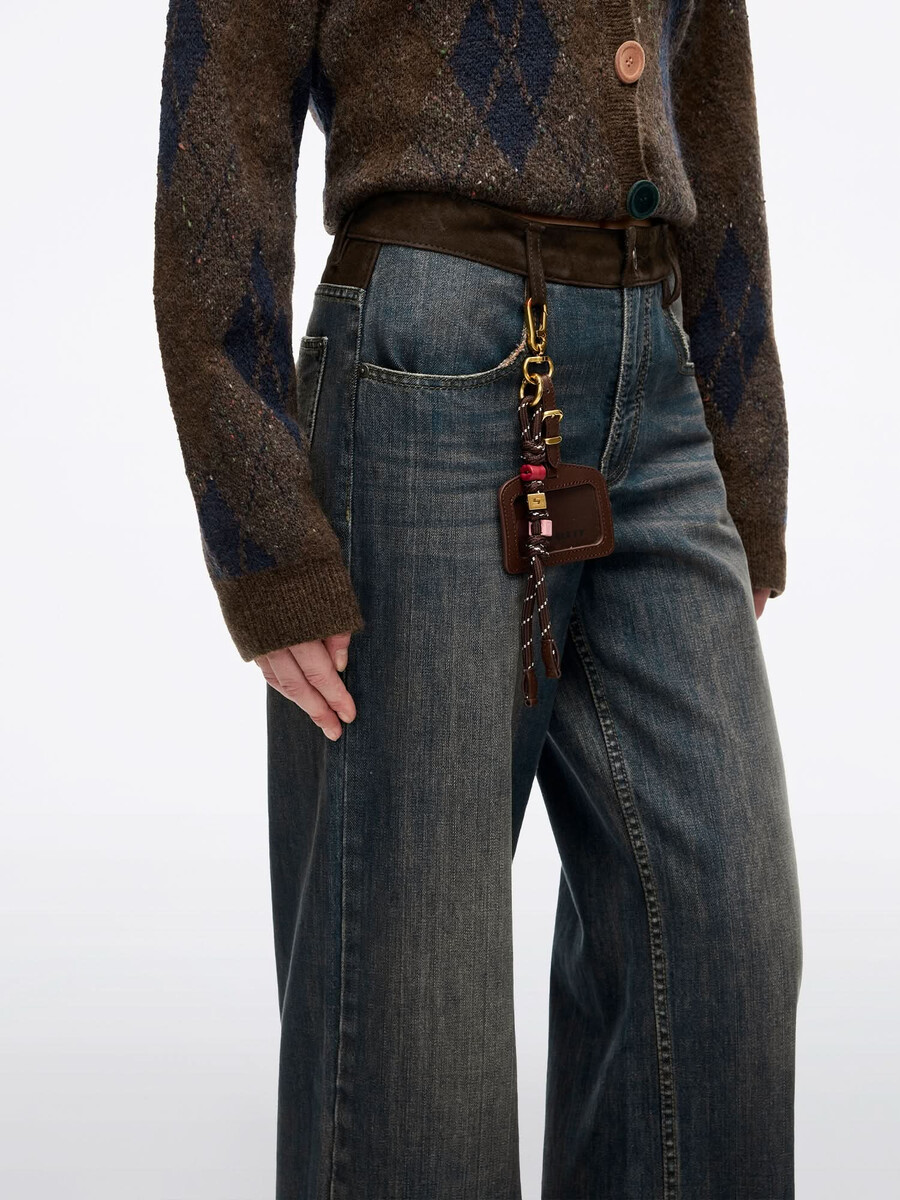 patchwork straight-leg jeans