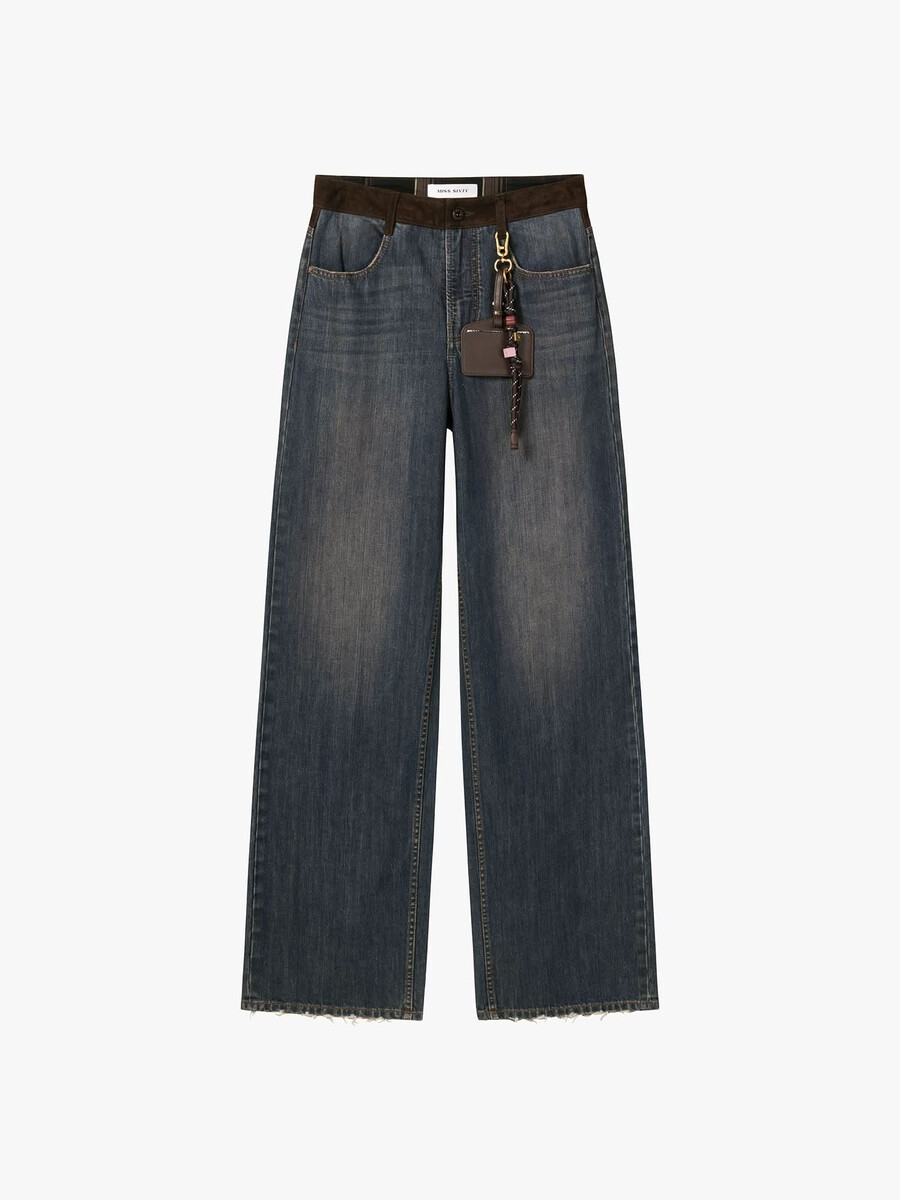 patchwork straight-leg jeans