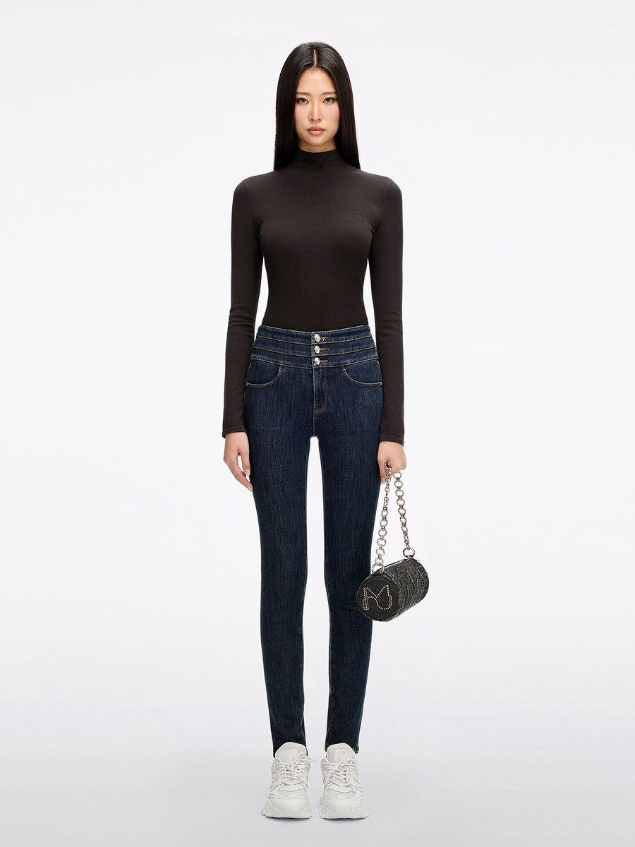high waisted slim-fit jeans - blue attack