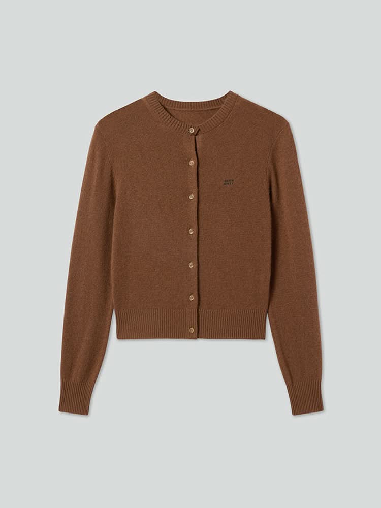 kaschmir-cardigan mit rundhalsausschnitt