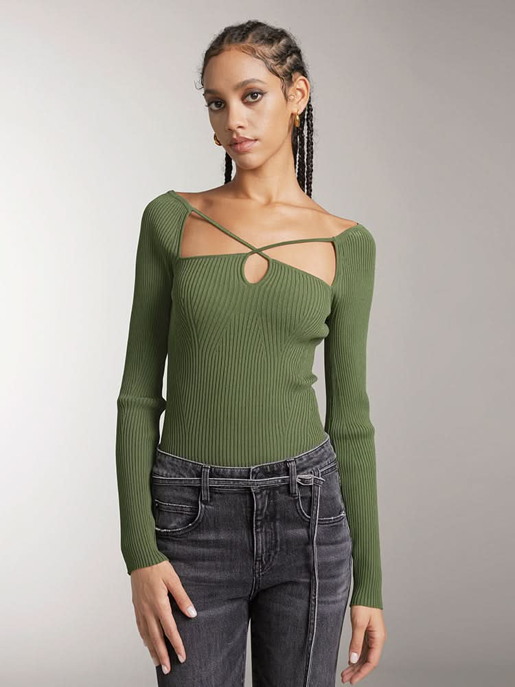 stricktop mit hohlmuster schmal geschnitten