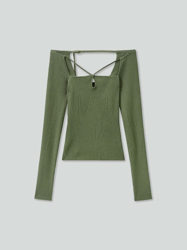 stricktop mit hohlmuster schmal geschnitten