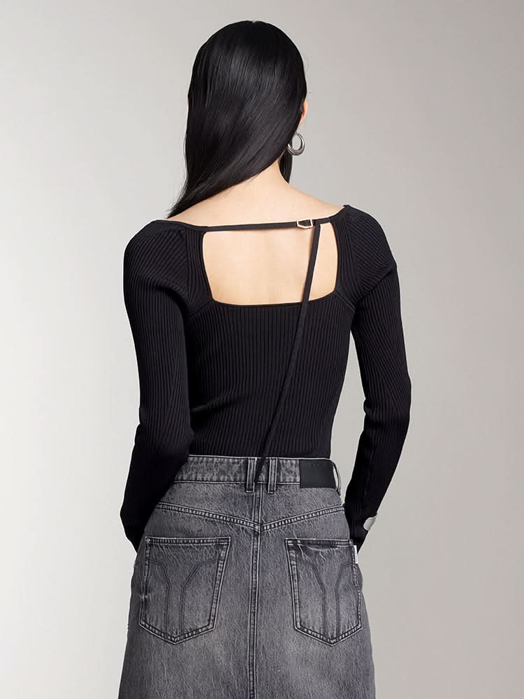 stricktop mit hohlmuster schmal geschnitten