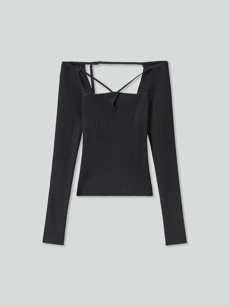 stricktop mit hohlmuster schmal geschnitten