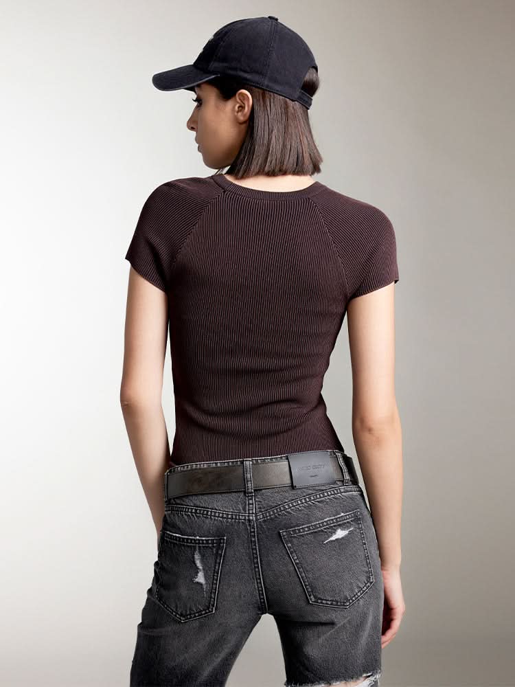kurzes jacquard-stricktop