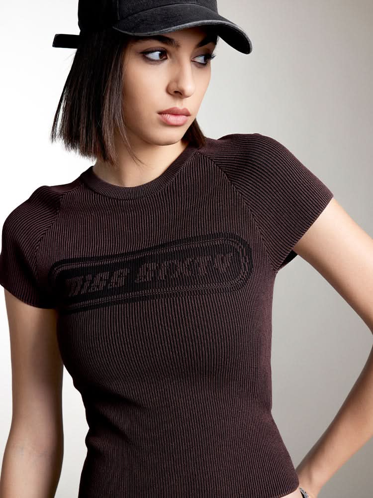 kurzes jacquard-stricktop