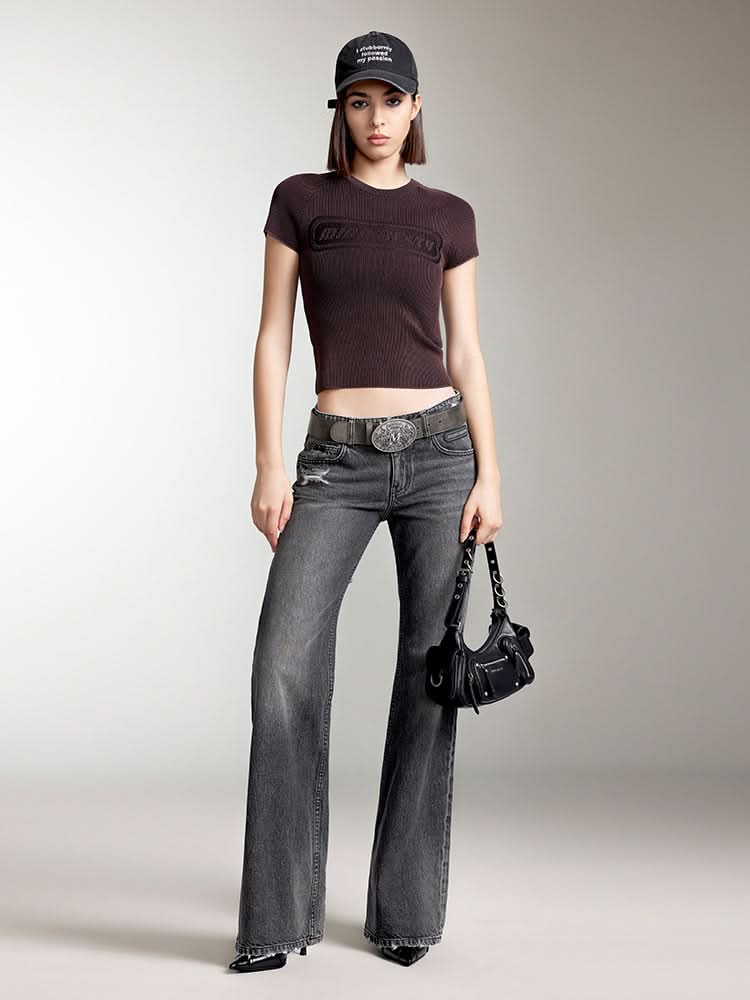 kurzes jacquard-stricktop