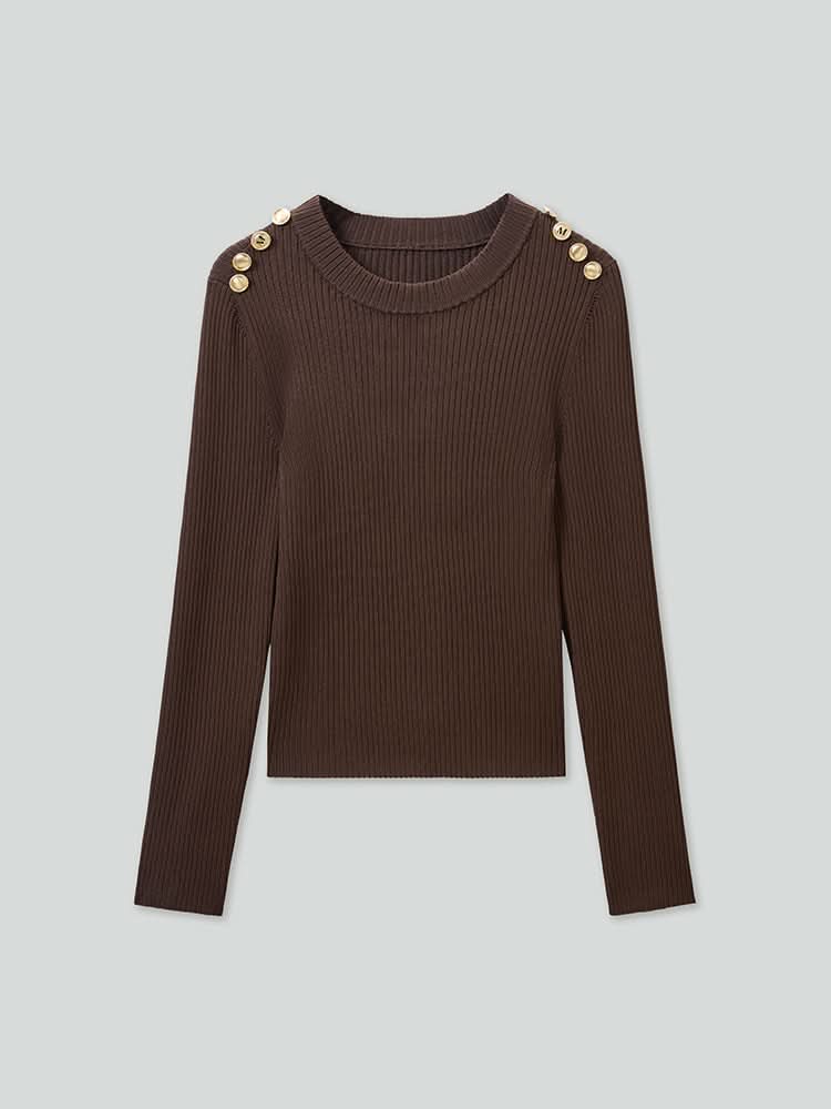 stricktop mit rundhalsausschnitt und knöpfen