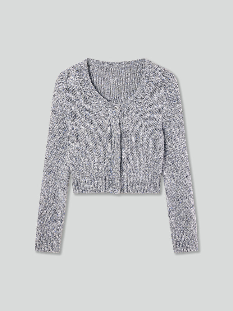 kurzer cardigan mit rundhalsausschnitt