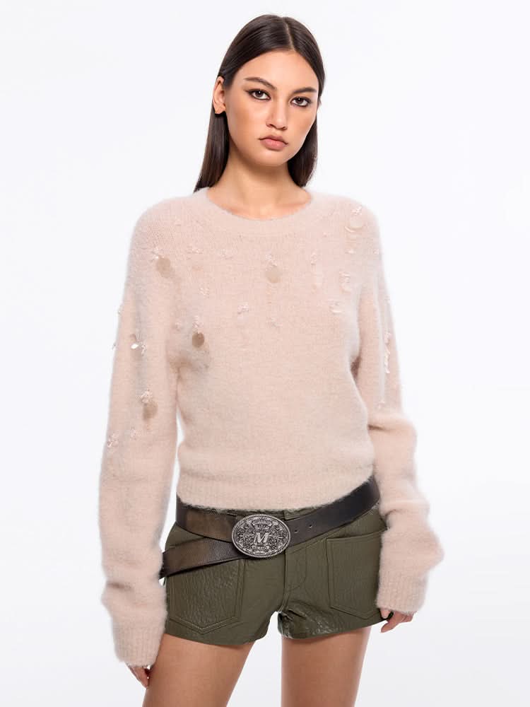 perlenbesetzter pullover