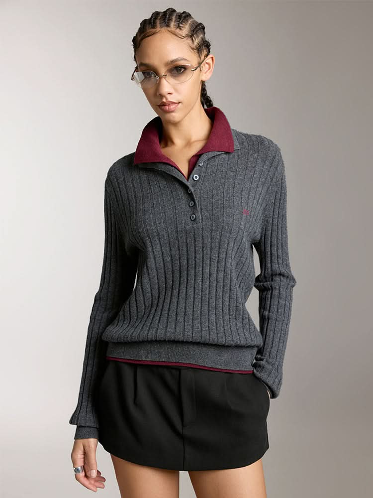 stricktop mit farbkontrasten