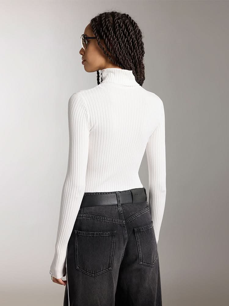 stricktop mit hohem kragen schmal geschnitten