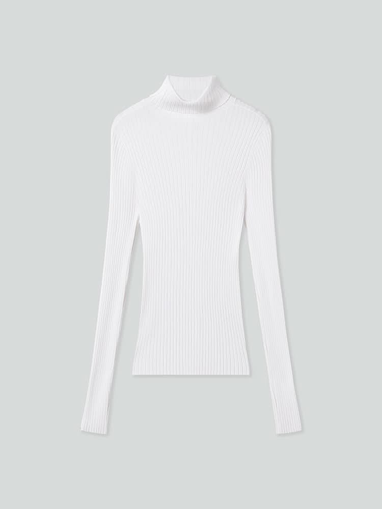 stricktop mit hohem kragen schmal geschnitten