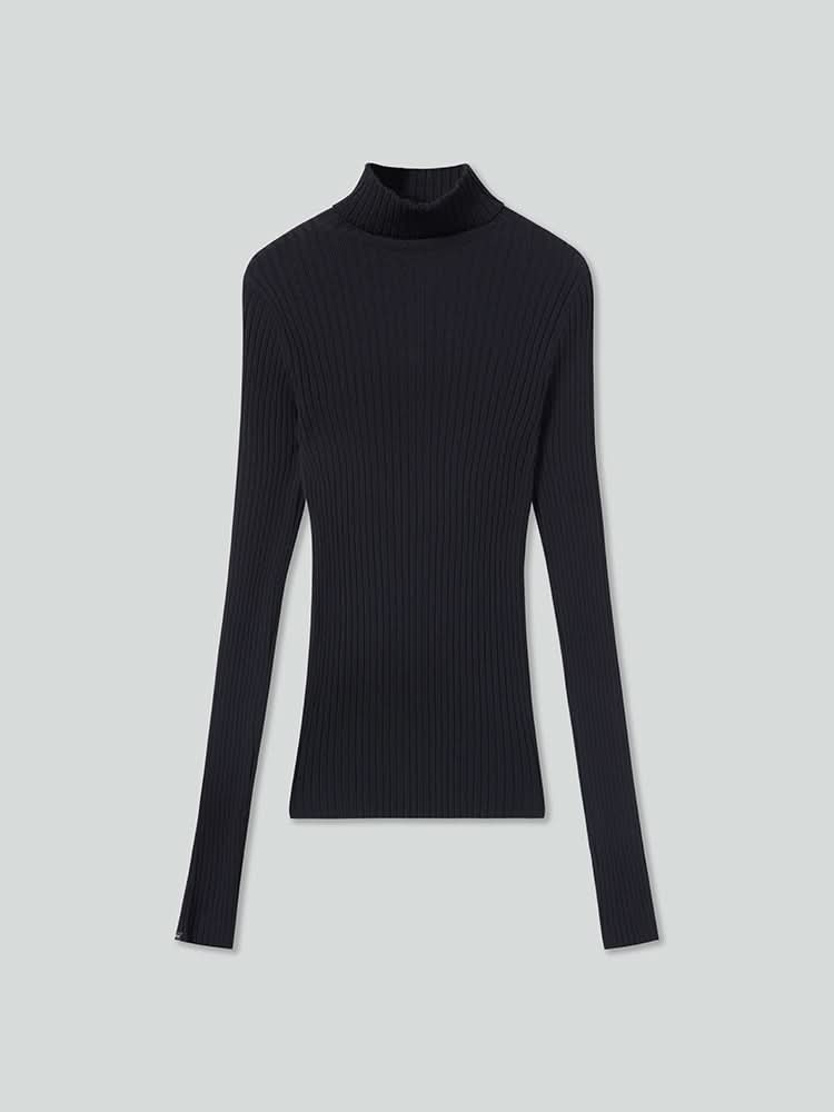 stricktop mit hohem kragen schmal geschnitten