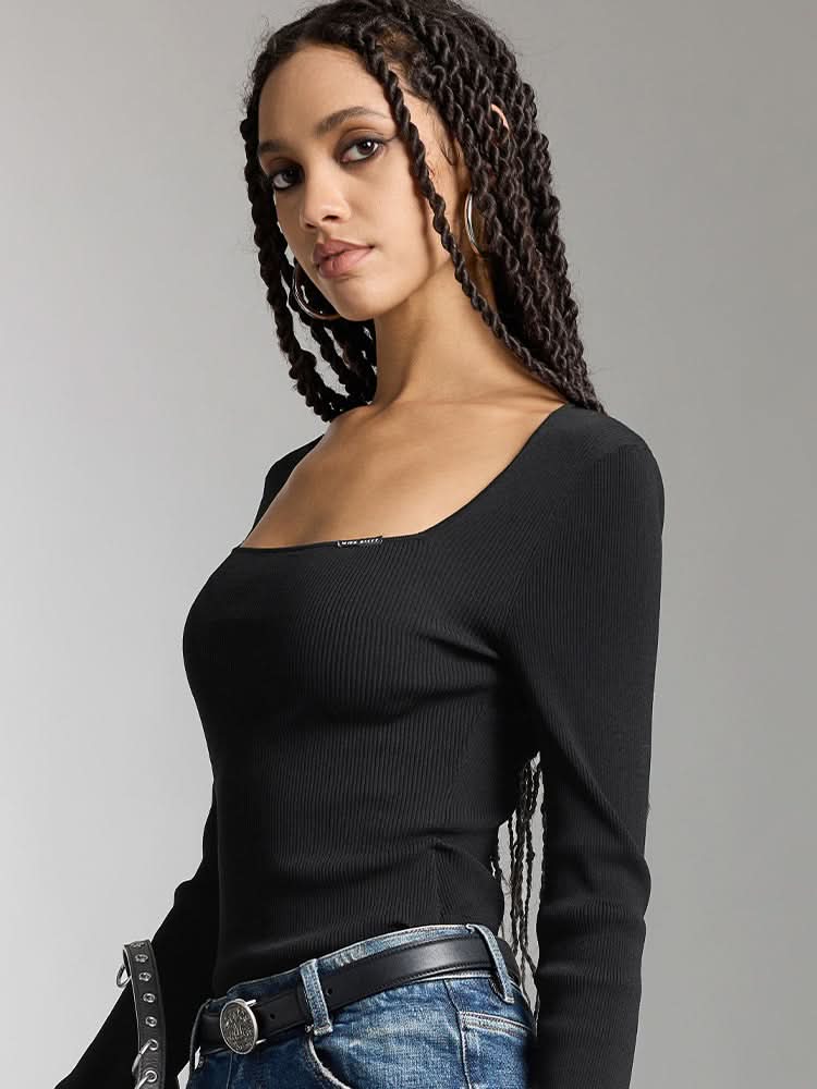 stricktop mit u-ausschnitt und schmaler passform
