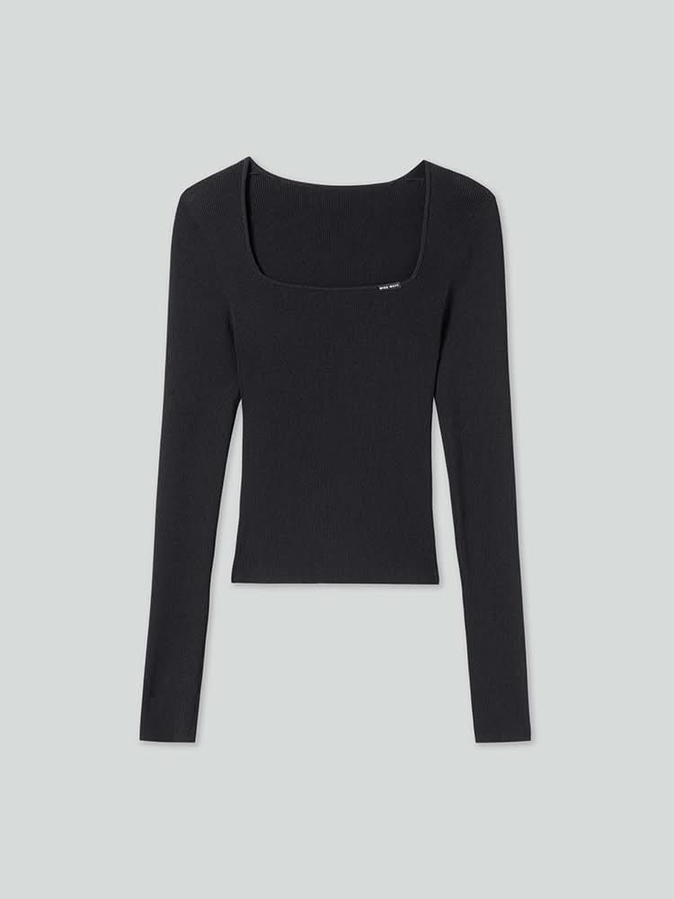 stricktop mit u-ausschnitt und schmaler passform