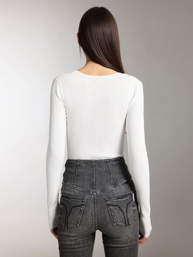 stricktop mit u-ausschnitt und schmaler passform